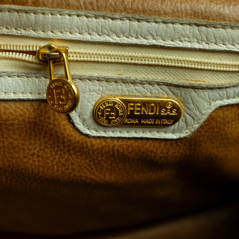 Fendi Woven Leather Tassel Bag - Cream/White, Gold Handles, Vintage - Picture 12 of 16